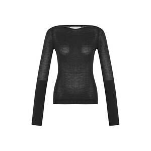 NEW THEO THE LABEL women's selas sheer all day long sleeve top in black